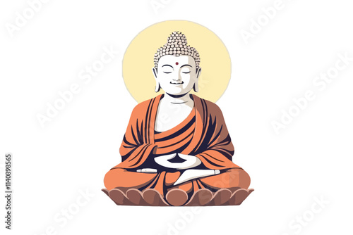 Seated Meditating Buddha with Aura
