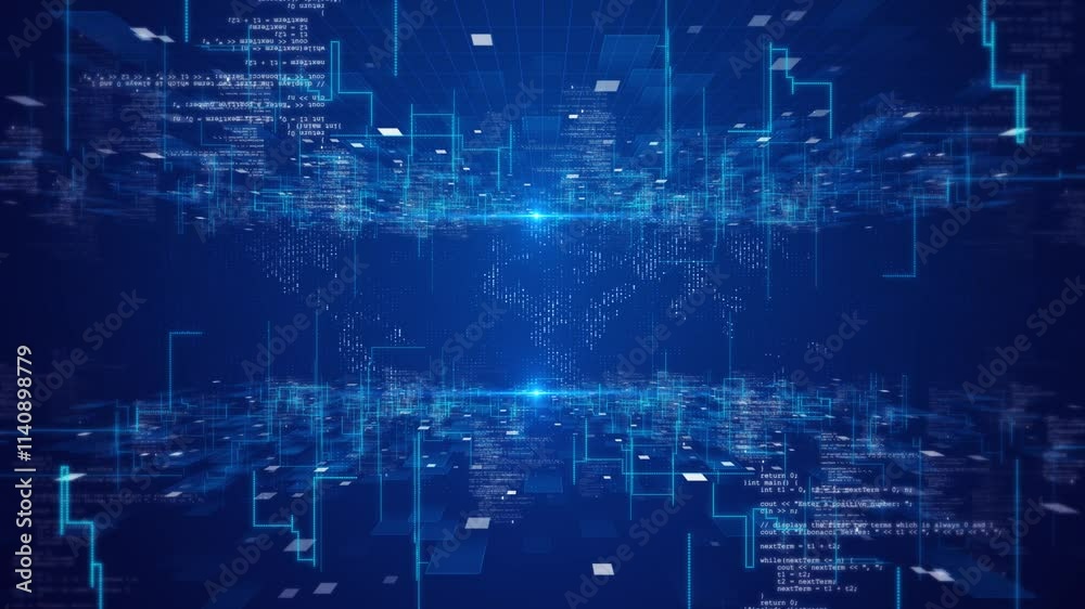 Data technology background. Big data visualization. Flow data. Information code. matrix. science artificial intelligence AI deep learning machine learning algorithm Neural flow network innovation