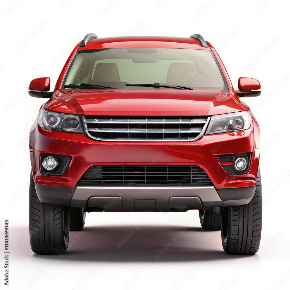 Modern Red SUV Front View in Isolated Setting With Standard Scale Dimensions. Generative AI Modern Red SUV Front View in Isolated Setting With Standard Scale Dimensions. Generative AI