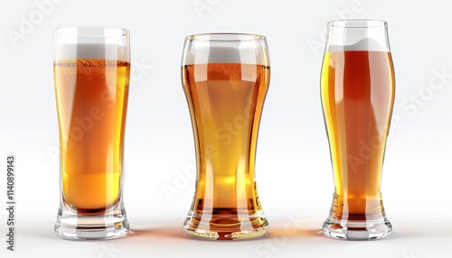 Wallpaper Mural Assorted Pilsner Beers in Glasses on White Background, perfect for beverage advertising or beer enthusiast websites Torontodigital.ca