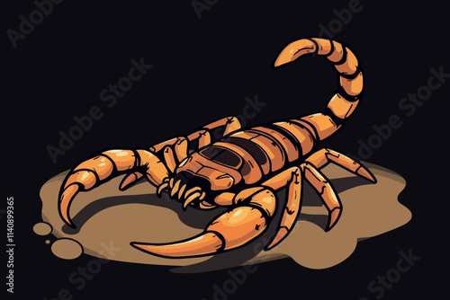 Orange Scorpion Illustration with Dark Shadowed Background photo