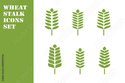 Wheat stalk icons set