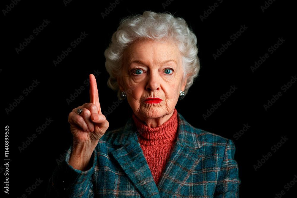 Portrait of Elderly Woman Pointing Upward Portrait of Elderly Woman Pointing Upward