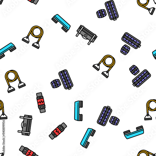 fitness tool dumbbell kettlebell vector seamless pattern thin line illustration photo