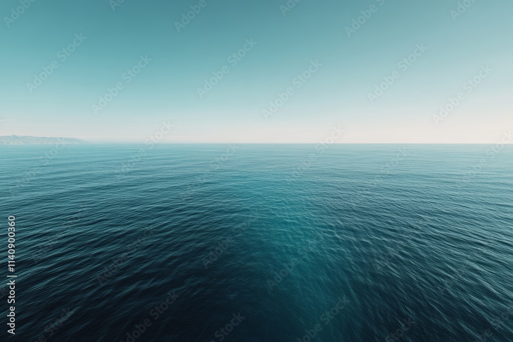 Fototapeta premium Endless ocean stretches under a vast clear sky, evoking tranquility and the boundless spirit of adventure.