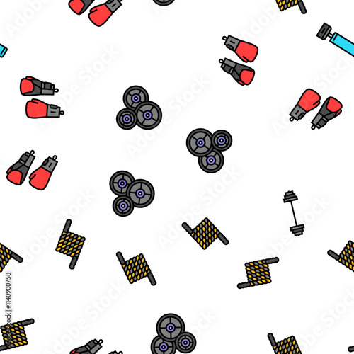 fitness tool dumbbell kettlebell vector seamless pattern thin line illustration photo