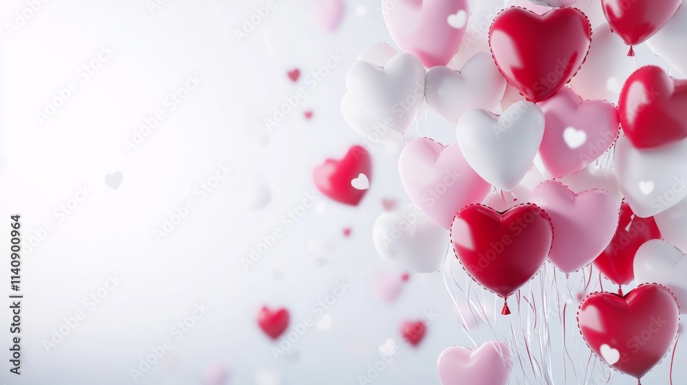 Heart Shaped Balloons on White Background for Valentines Day, perfect for romantic and love themed designs Heart Shaped Balloons on White Background for Valentines Day, perfect for romantic and love themed designs