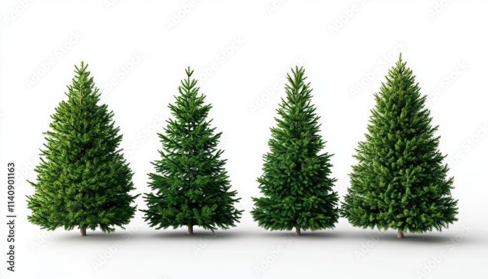 Obraz premium Isolated Christmas Trees on White Background for Holiday Decorations and Cards