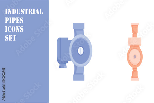 industrial pipe icons set