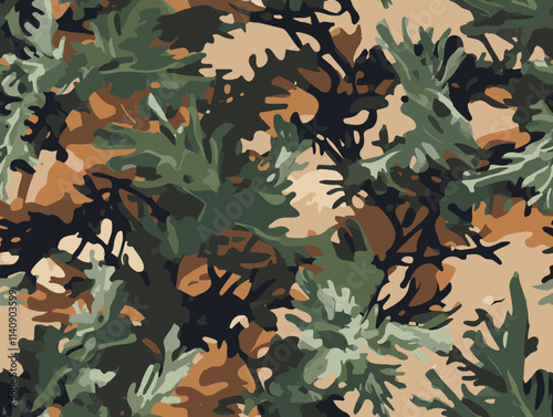 Woodland camouflage seamless pattern design. Hunting camouflage pattern. Vector camouflage