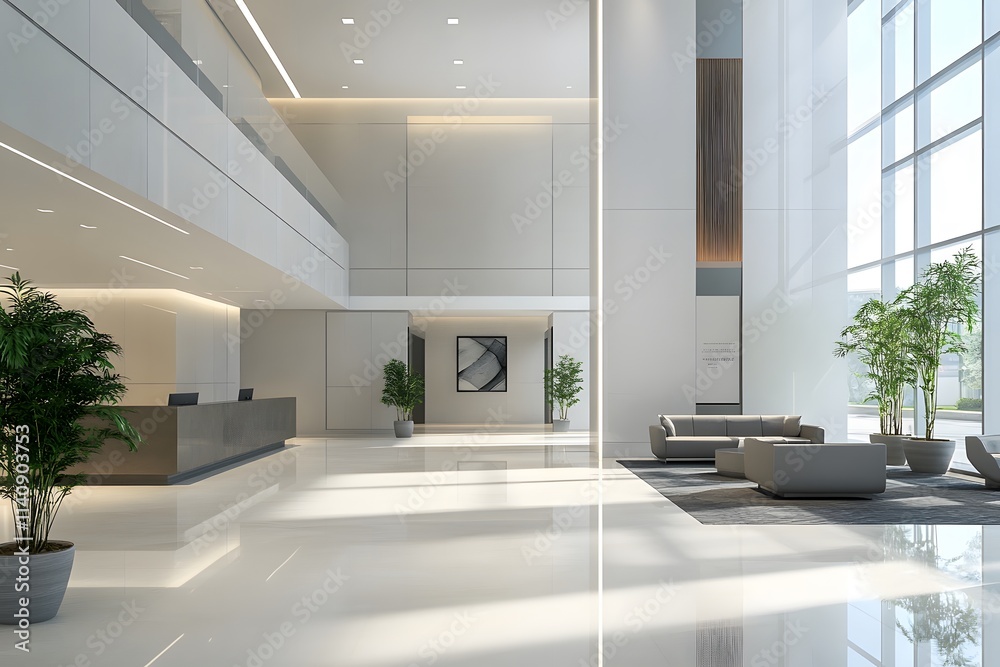 Fototapeta premium Modern Business Hub: Open Space with Clean Lines