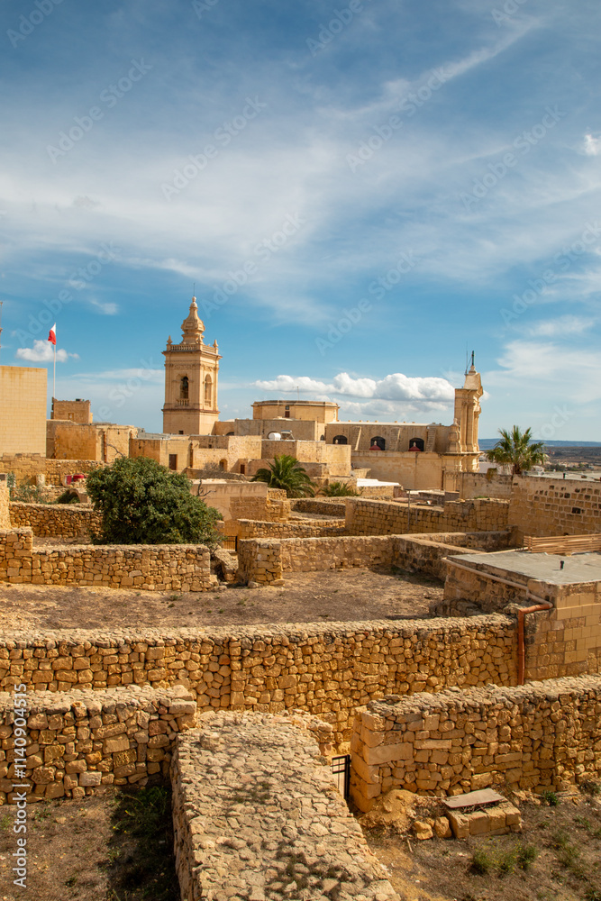Gozo (Għawdex) Island Victoria massive fortification St. Johns Bastion Citadel (Cittadella) ruins Malta