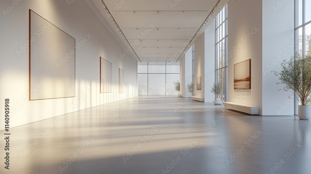 Modern art gallery, minimalist design, sunlight. Modern art gallery, minimalist design, sunlight.