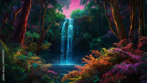 magical forest in the night
