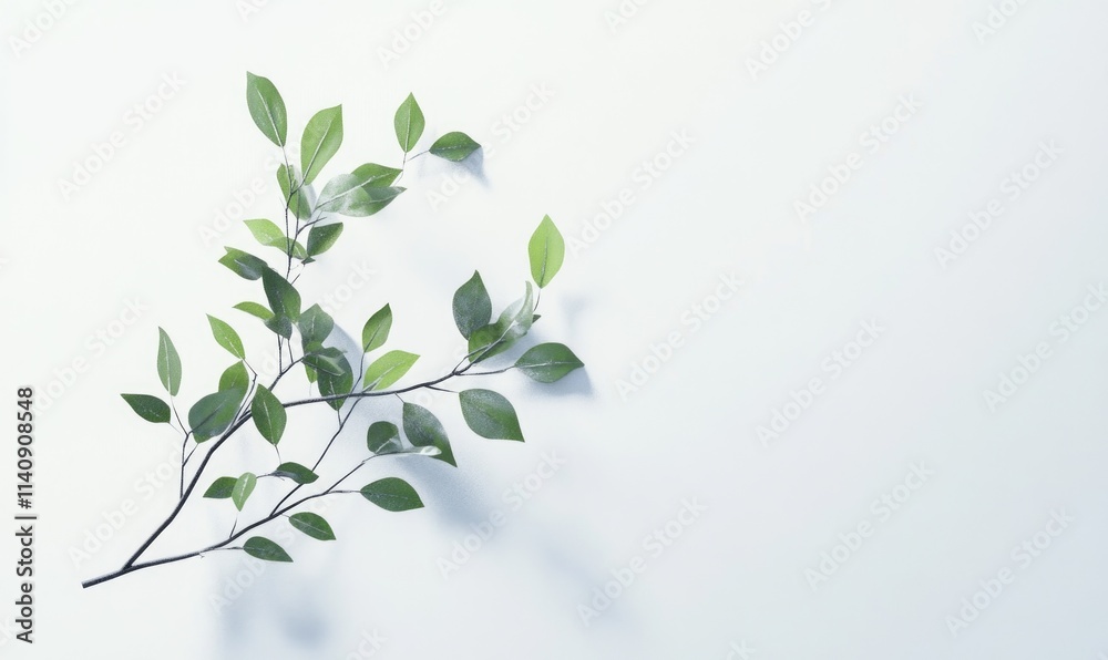 Obraz premium A leafy branch is on a white background
