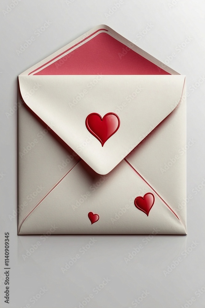 Stylish Romantic Envelope with an Elegant Design on a White Background Stylish Romantic Envelope with an Elegant Design on a White Background