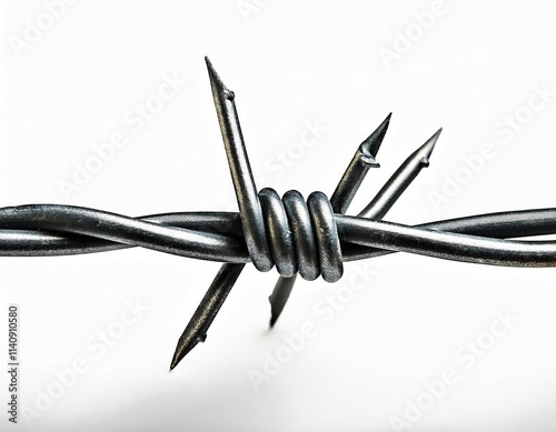 barbed wire on white background