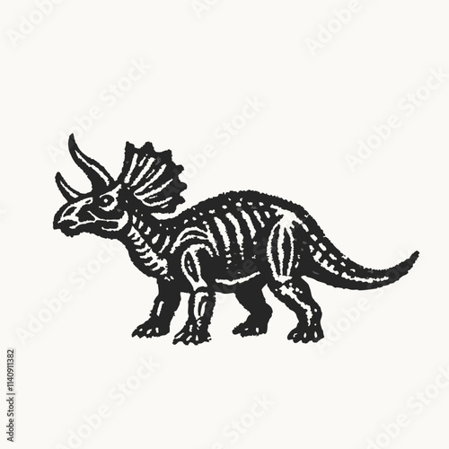 Sketch dinosaur triceratops vector illustration. Natural prehistoric extinct animal of the Jurassic period. Vector illustration