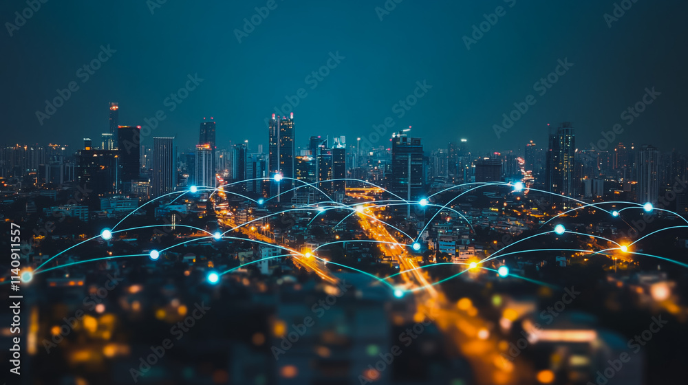 Smart digital city with connection cyber security network reciprocity over the cityscape . future smart wireless digital city and social media networking systems that connects people within the city Smart digital city with connection cyber security network reciprocity over the cityscape . future smart wireless digital city and social media networking systems that connects people within the city