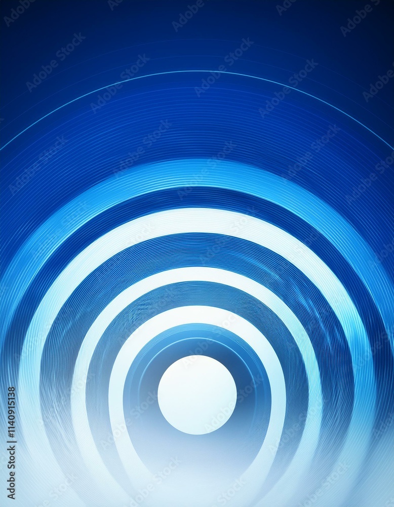 Fototapeta premium Abstract concentric circles in shades of blue.
