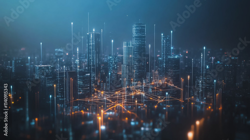 Wallpaper Mural Abstract businessman stands on the peak of success Smart digital city with connection cyber security network reciprocity over the cityscape future wireless digital city and social media networking

 Torontodigital.ca