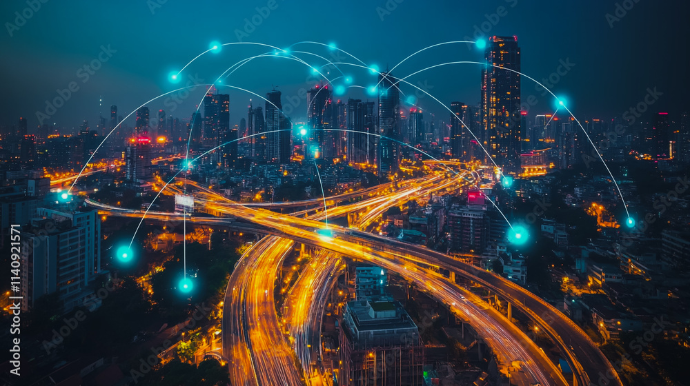 Smart digital city with connection cyber security network reciprocity over the cityscape . future smart wireless digital city and social media networking systems that connects people within the city Smart digital city with connection cyber security network reciprocity over the cityscape . future smart wireless digital city and social media networking systems that connects people within the city