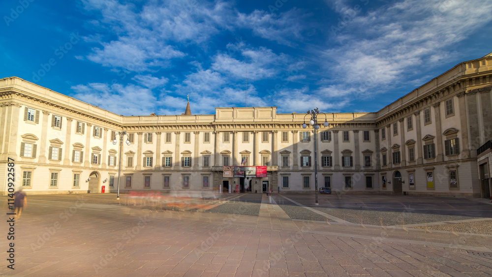 Naklejka premium The Royal Palace of Milan timelapse hyperlapse. Milan, Italy