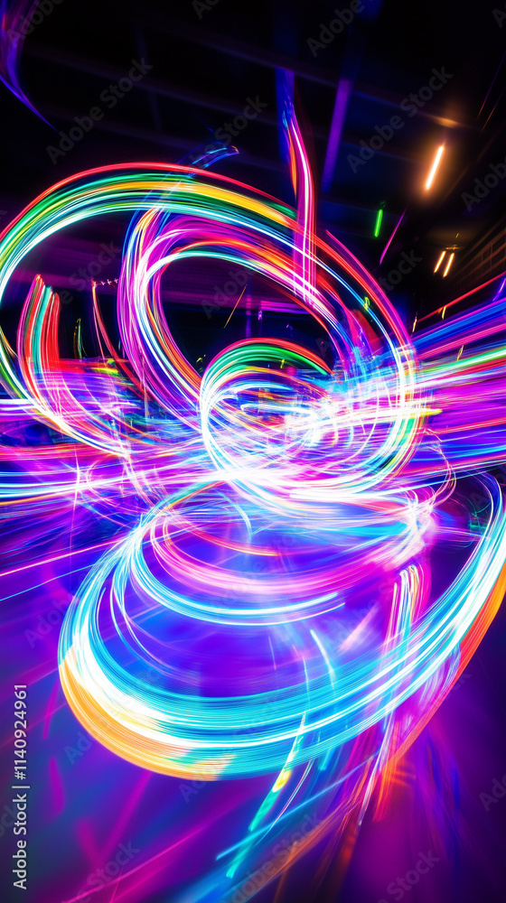 Vivid colorful light streaks creating dynamic abstract motion