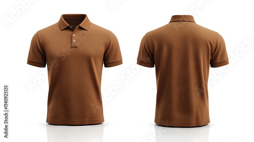 Brown polo shirt showing front and back views