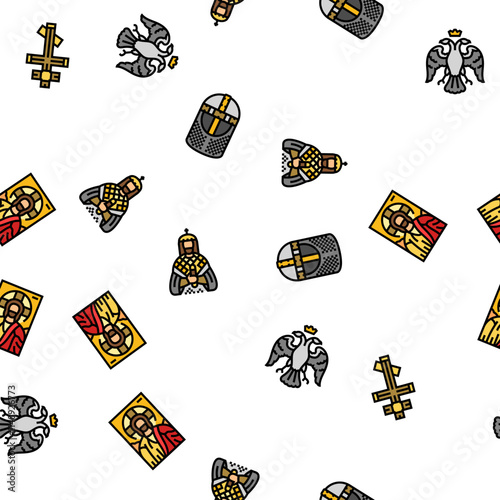 byzantium empire justinian vector seamless pattern thin line illustration