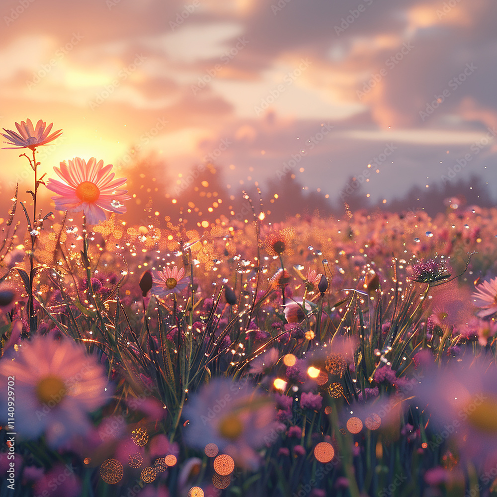 Obraz premium sunset in the field