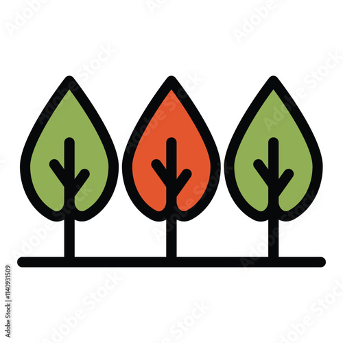 Autumn Trees Flat Icon Isolated On White Background