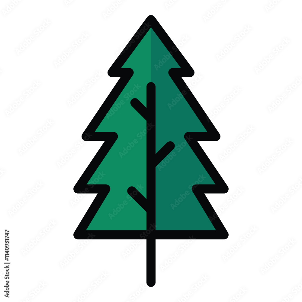 Fototapeta premium Spruce Flat Icon Isolated On White Background