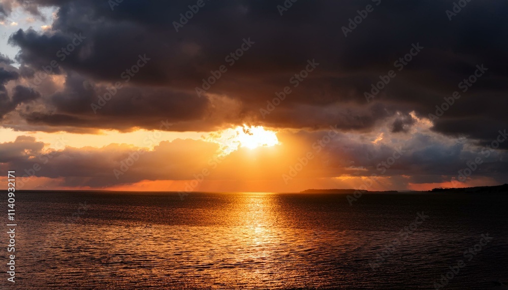 Intense sunlight beneath a stormy sky, a dramatic scene of light and dark Intense sunlight beneath a stormy sky, a dramatic scene of light and dark