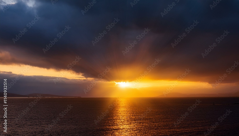 Intense sunlight beneath a stormy sky, a dramatic scene of light and dark Intense sunlight beneath a stormy sky, a dramatic scene of light and dark