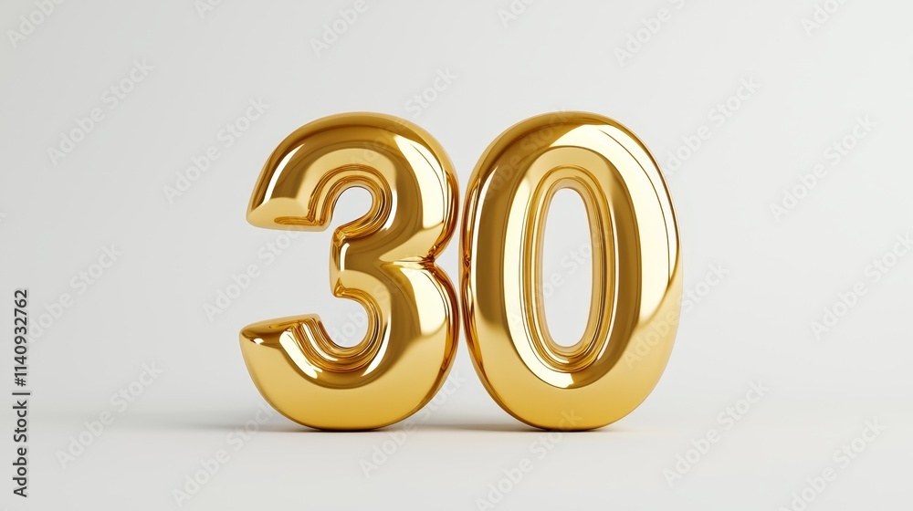 Obraz premium A golden number 30 on a white background