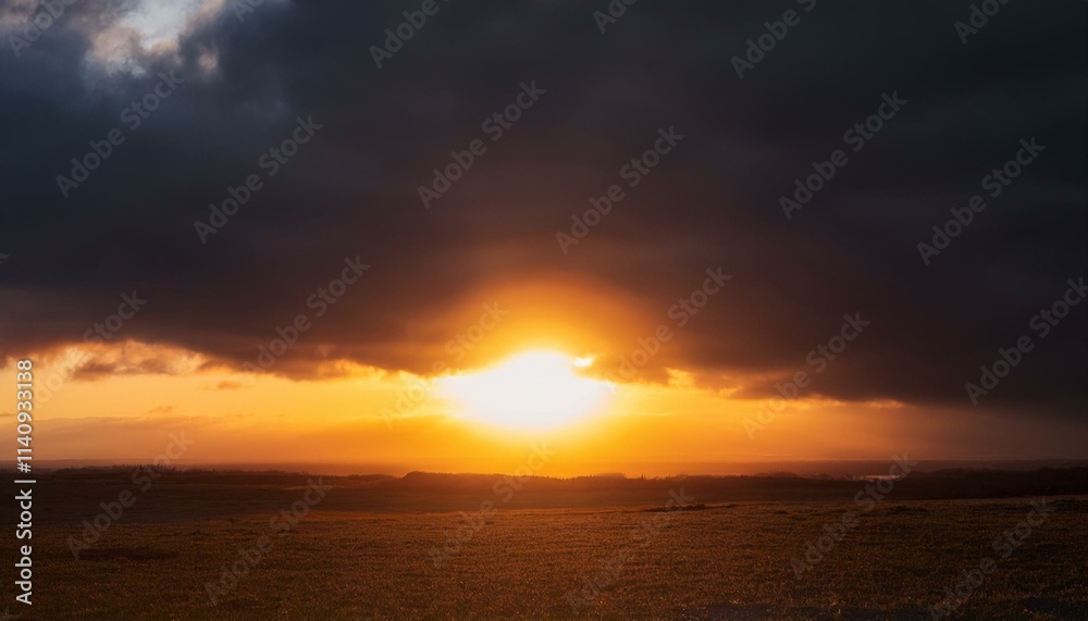 Intense sunlight beneath a stormy sky, a dramatic scene of light and dark Intense sunlight beneath a stormy sky, a dramatic scene of light and dark