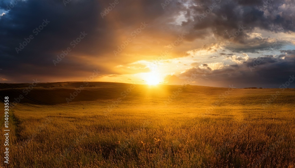 Intense sunlight beneath a stormy sky, a dramatic scene of light and dark Intense sunlight beneath a stormy sky, a dramatic scene of light and dark