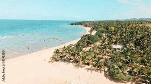 Empty Beach Sunny Weather with Small Boat