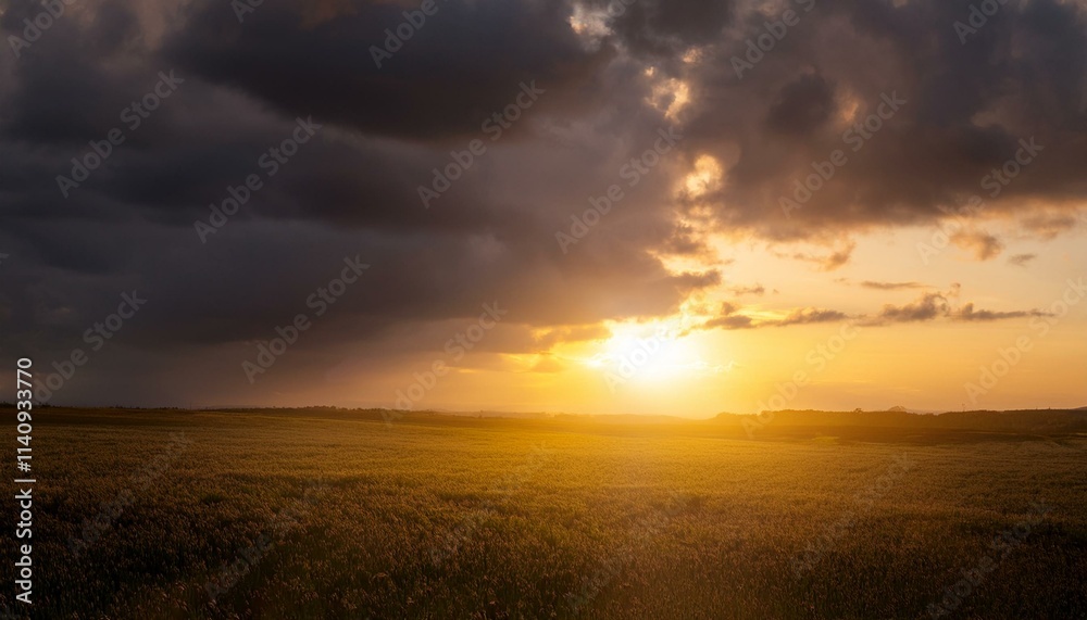 Intense sunlight beneath a stormy sky, a dramatic scene of light and dark Intense sunlight beneath a stormy sky, a dramatic scene of light and dark