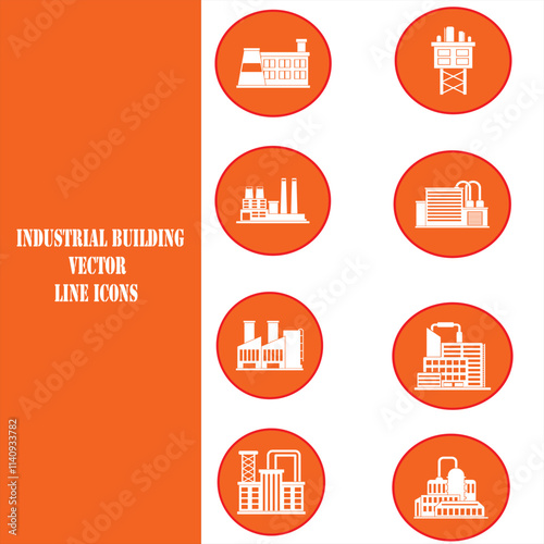 industrial building vector line icons