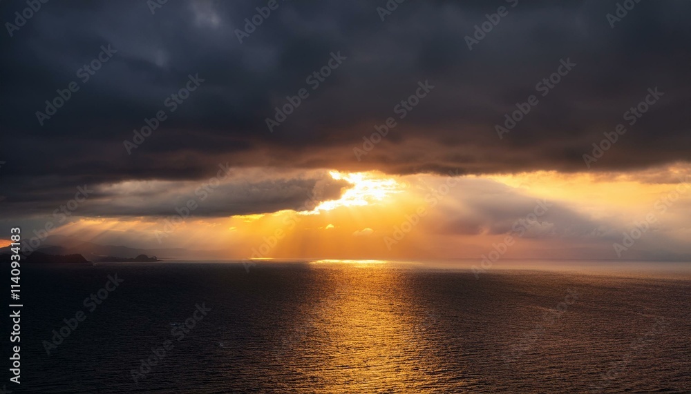 Intense sunlight beneath a stormy sky, a dramatic scene of light and dark Intense sunlight beneath a stormy sky, a dramatic scene of light and dark