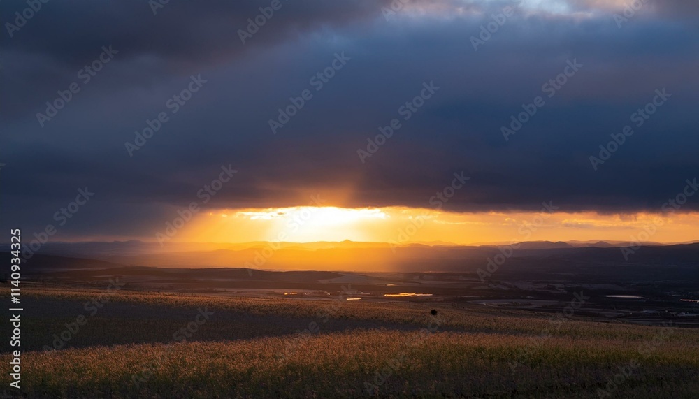 Intense sunlight beneath a stormy sky, a dramatic scene of light and dark Intense sunlight beneath a stormy sky, a dramatic scene of light and dark
