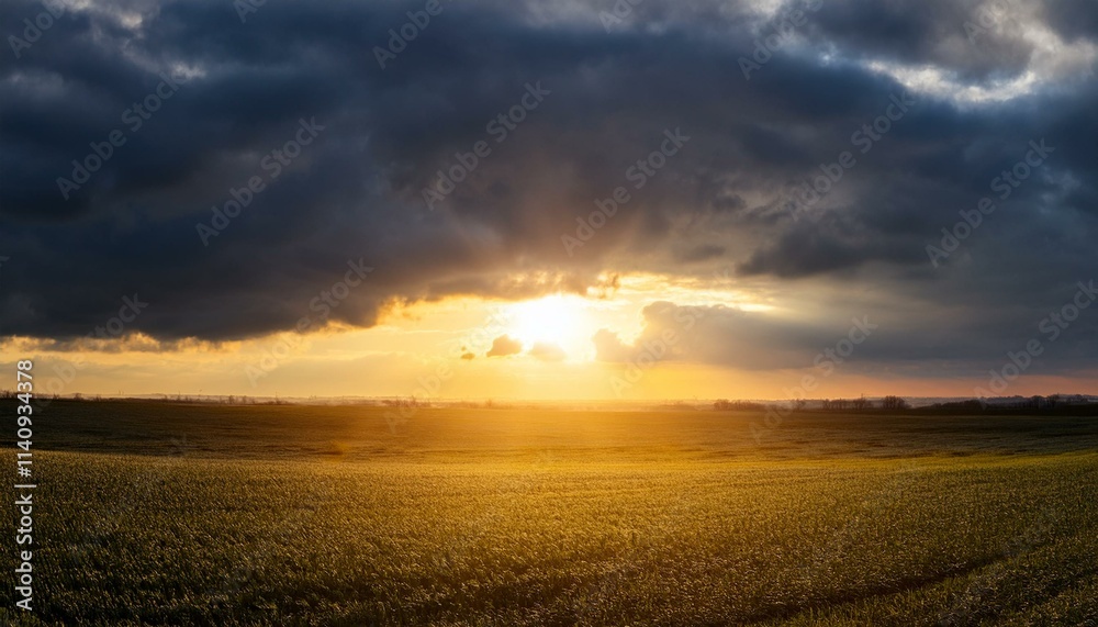 Intense sunlight beneath a stormy sky, a dramatic scene of light and dark Intense sunlight beneath a stormy sky, a dramatic scene of light and dark