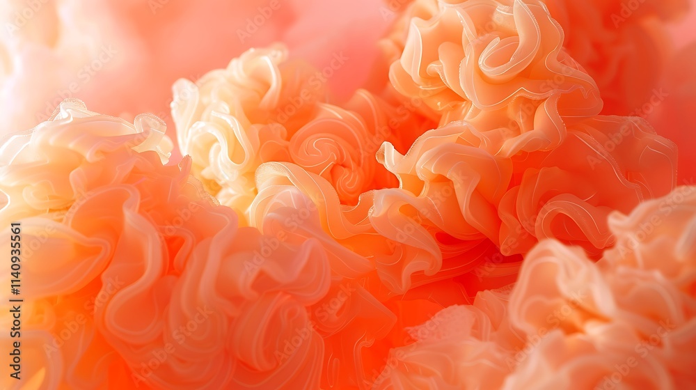 Fluffy swirls of cotton candy in shades of orange, swirling gracefully against a soft pink canvas, perfect for a fun and festive setting. Fluffy swirls of cotton candy in shades of orange, swirling gracefully against a soft pink canvas, perfect for a fun and festive setting.