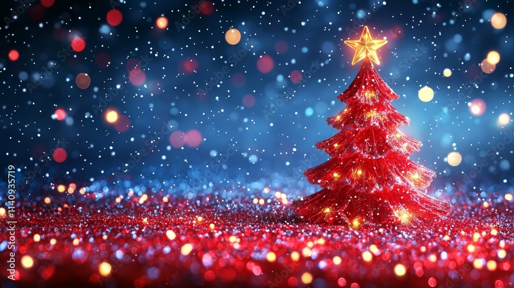 A red christmas tree with a star on top of it A red christmas tree with a star on top of it