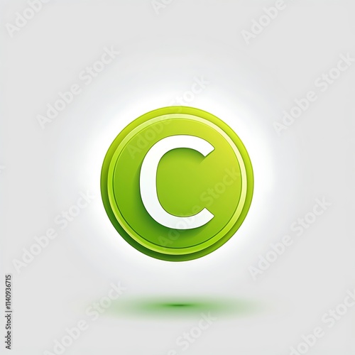 letter C lime icon logo for Adobe Stock UI UX button with vibrant style