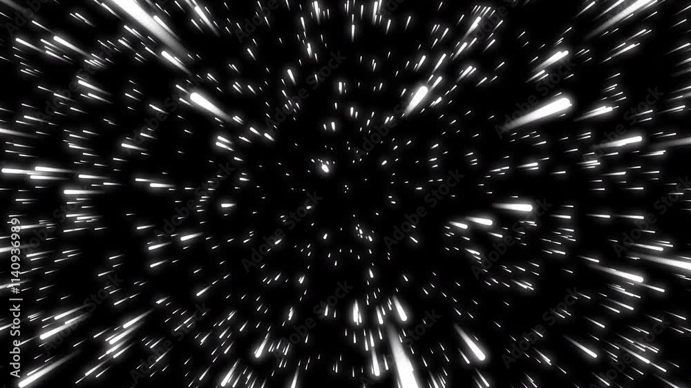 A seamless loop animation depicting a spacecraft traveling through hyperspace. Features streaks of light and stars for a dynamic, futuristic effect. A seamless loop animation depicting a spacecraft traveling through hyperspace. Features streaks of light and stars for a dynamic, futuristic effect.