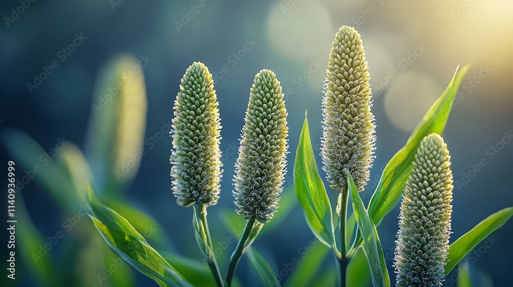 A close up of a bunch of flowers with green leaves