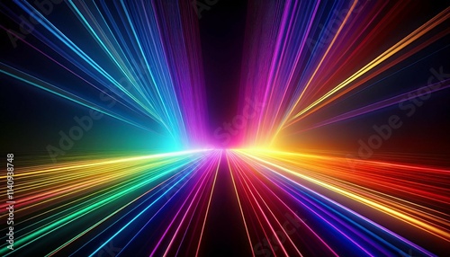 colorful laser beam creating vibrant rainbow spectrum against dark background